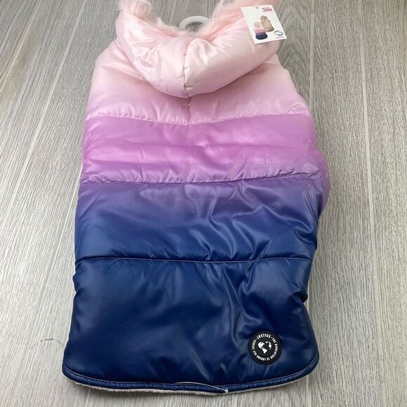 Justice Pet Reversible Puffer Jacket Chest & Neck Strap Ombre Medium - Picture 3 of 6